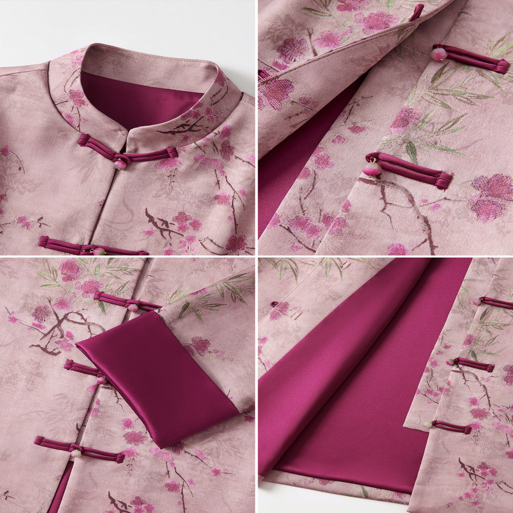 Mijia s high quality spring clothing for women in 2025 featuring a new stand up collar print for spring wear paired with a new Chinese style Chinese style jacket image 5