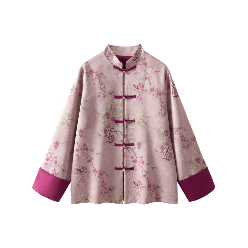 Mijia s high quality spring clothing for women in 2025 featuring a new stand up collar print for spring wear paired with a new Chinese style Chinese style jacket image 8