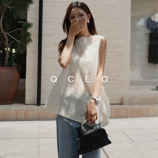 ASAYA4718 – Pleated Asymmetry Top 🌸✨