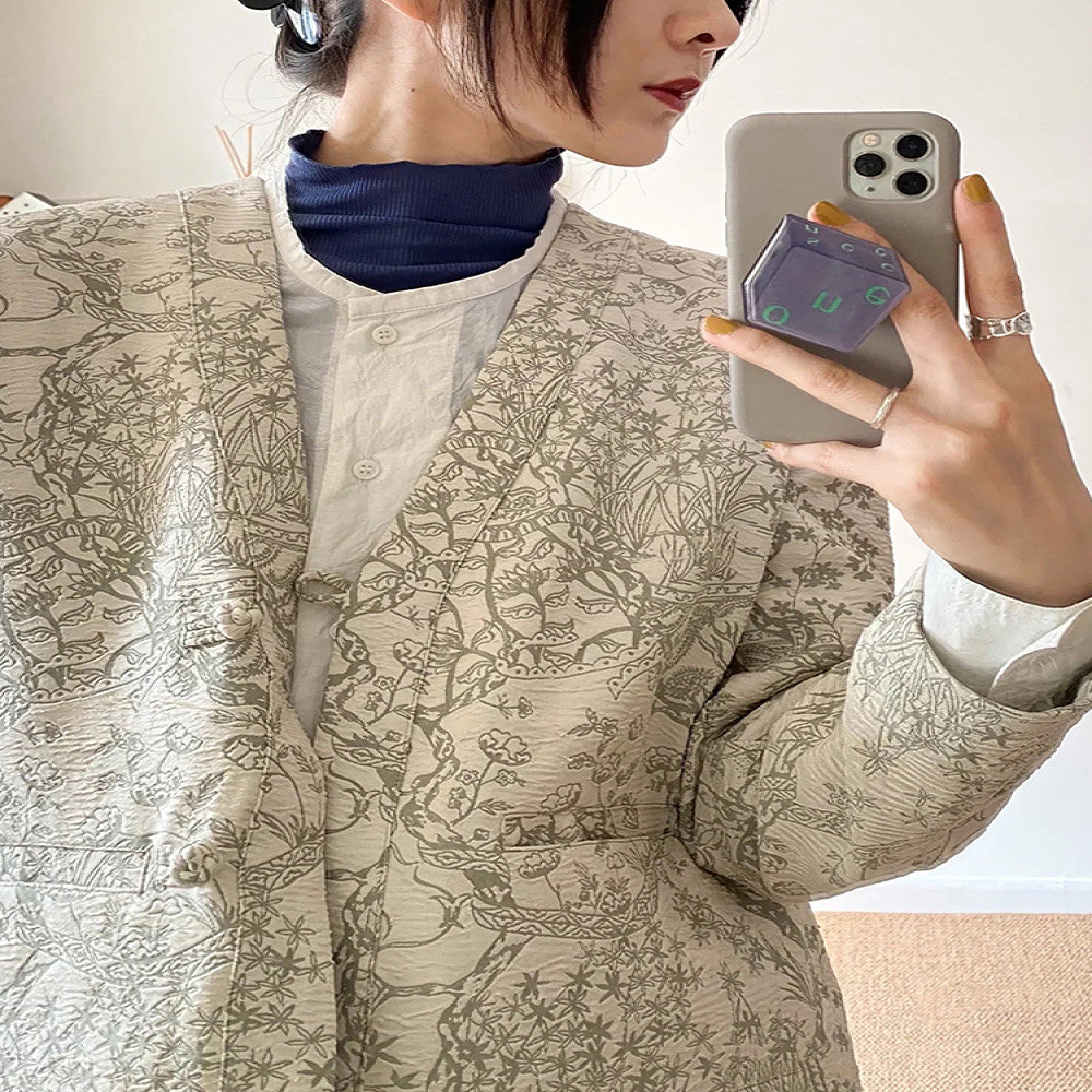 Spot new Chinese style small fragrant style cardigan jacket for women retro jacquard high end feeling western style short and niche top image 2