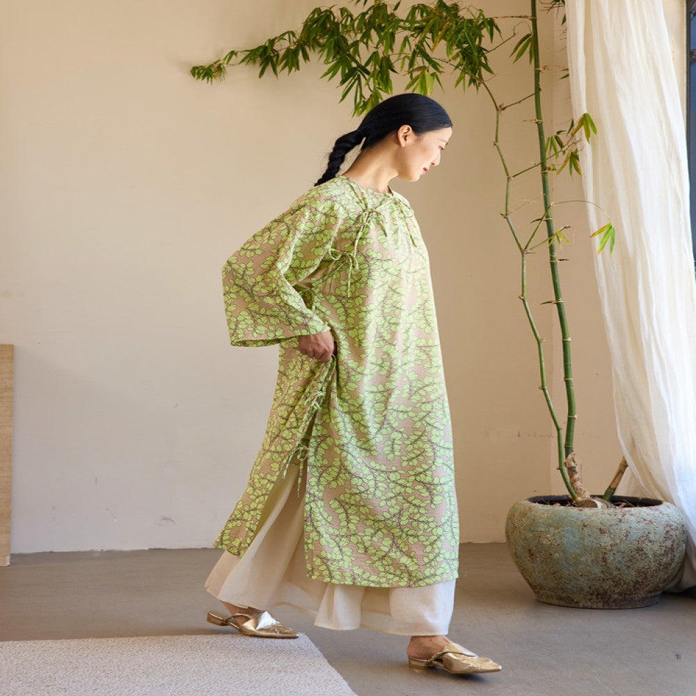 TAORAN Chinese style improved version cheongsam skirt women s new Chinese style dress summer print long skirt Zen women s clothing image 3