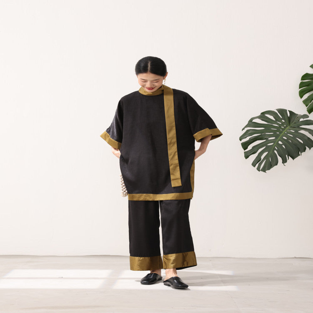 ASAYA3067 New Chinese style disc button satin jacquard cheongsam top