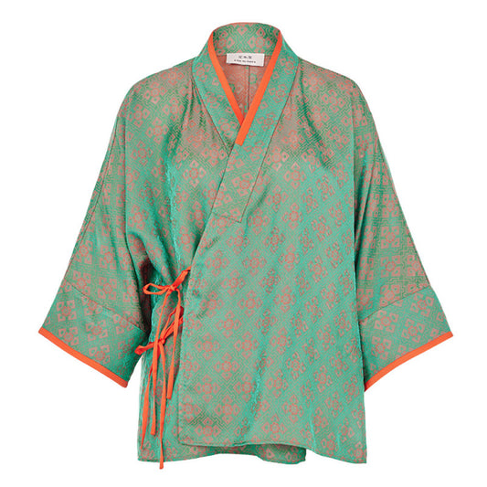 ASAYA3062 New Chinese style short coat cross collar diagonal placket jacquard top