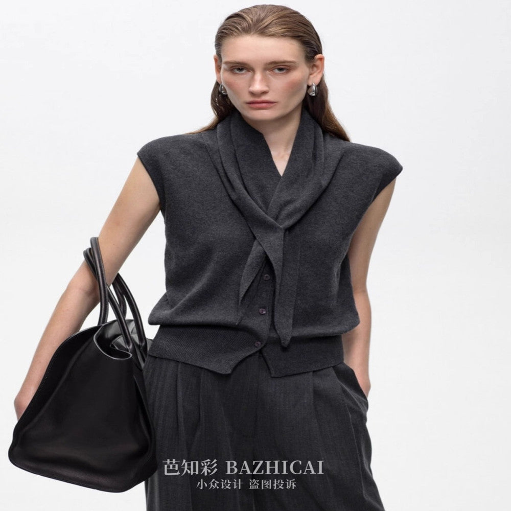 Miu temperament dyed wool blend knitted sweater two piece set 2025 autumn and winter new item skin friendly versatile sweater 4112 image 3