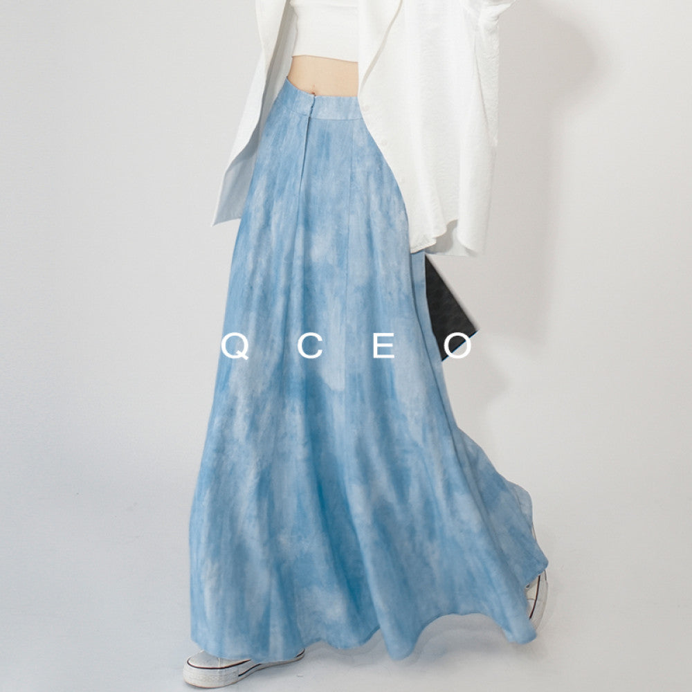 QCEO Knock Versatile Du Home Original Design High end New Chinese style Dyeing Fish Tail A line Skirt Half length Skirt Long Skirt image 9