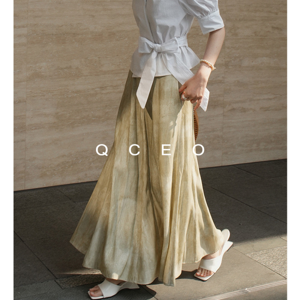 QCEO Knock Versatile Du Home Original Design High end New Chinese style Dyeing Fish Tail A line Skirt Half length Skirt Long Skirt image 12