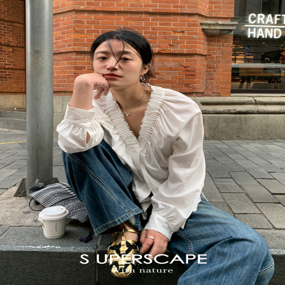 Suzhou high tech microporous yarn cool fabric quick drying anti pilling V neck shirt top SUPERSCAPE image 2