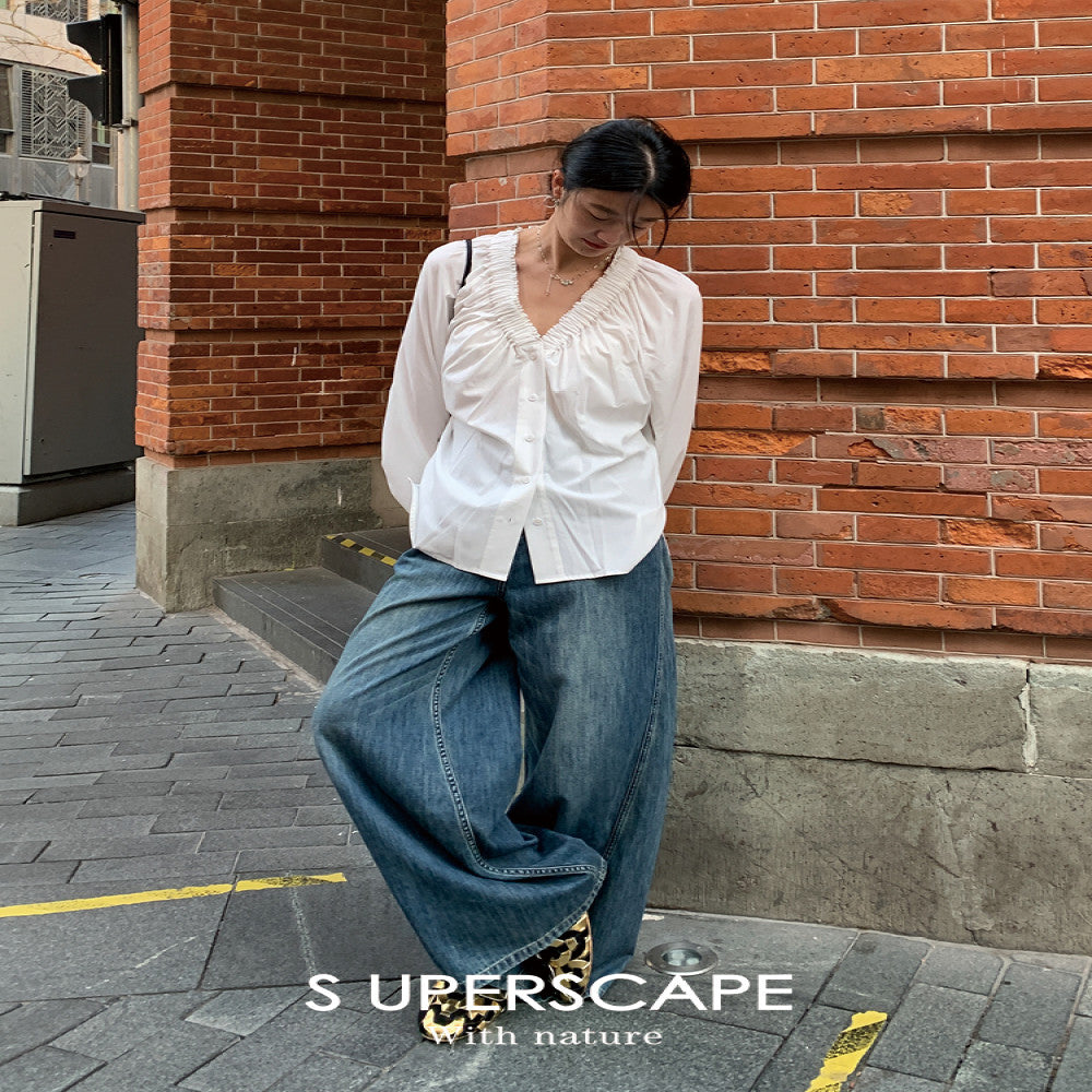 Suzhou high tech microporous yarn cool fabric quick drying anti pilling V neck shirt top SUPERSCAPE image 3