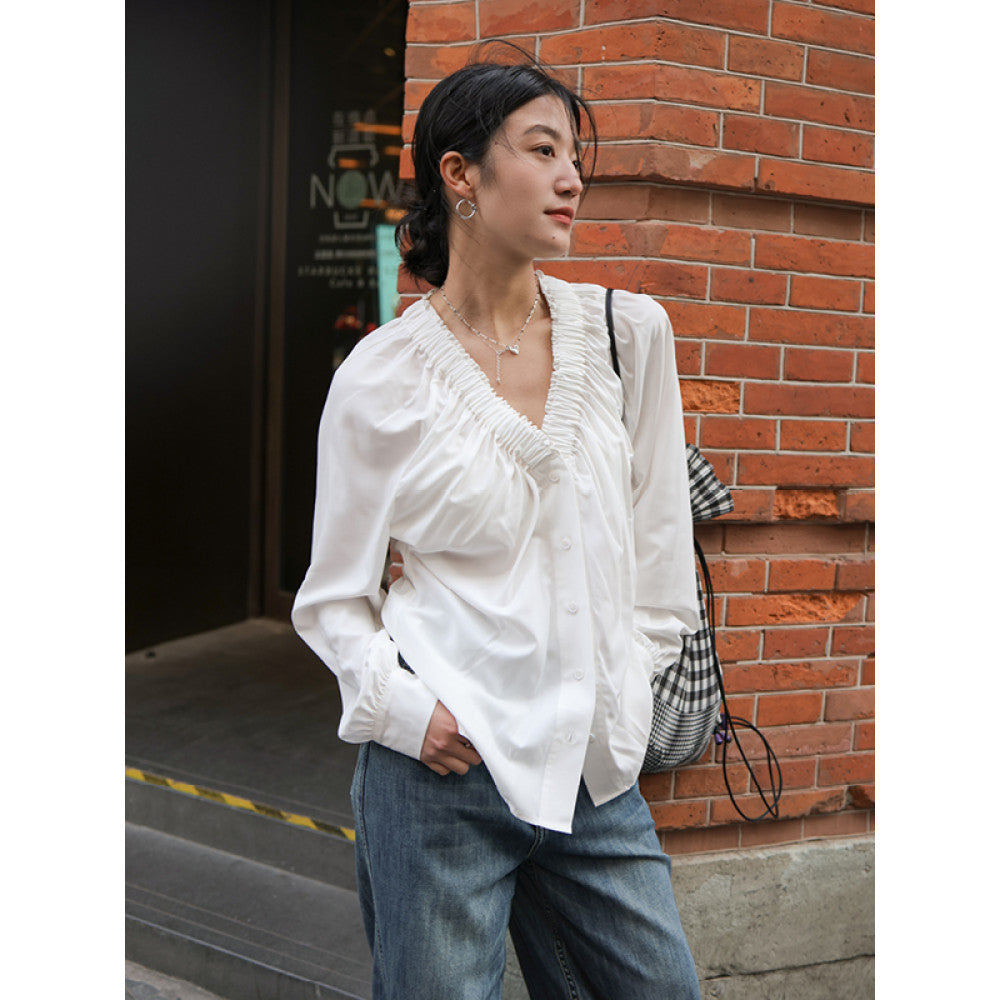 Suzhou high tech microporous yarn cool fabric quick drying anti pilling V neck shirt top SUPERSCAPE image 8