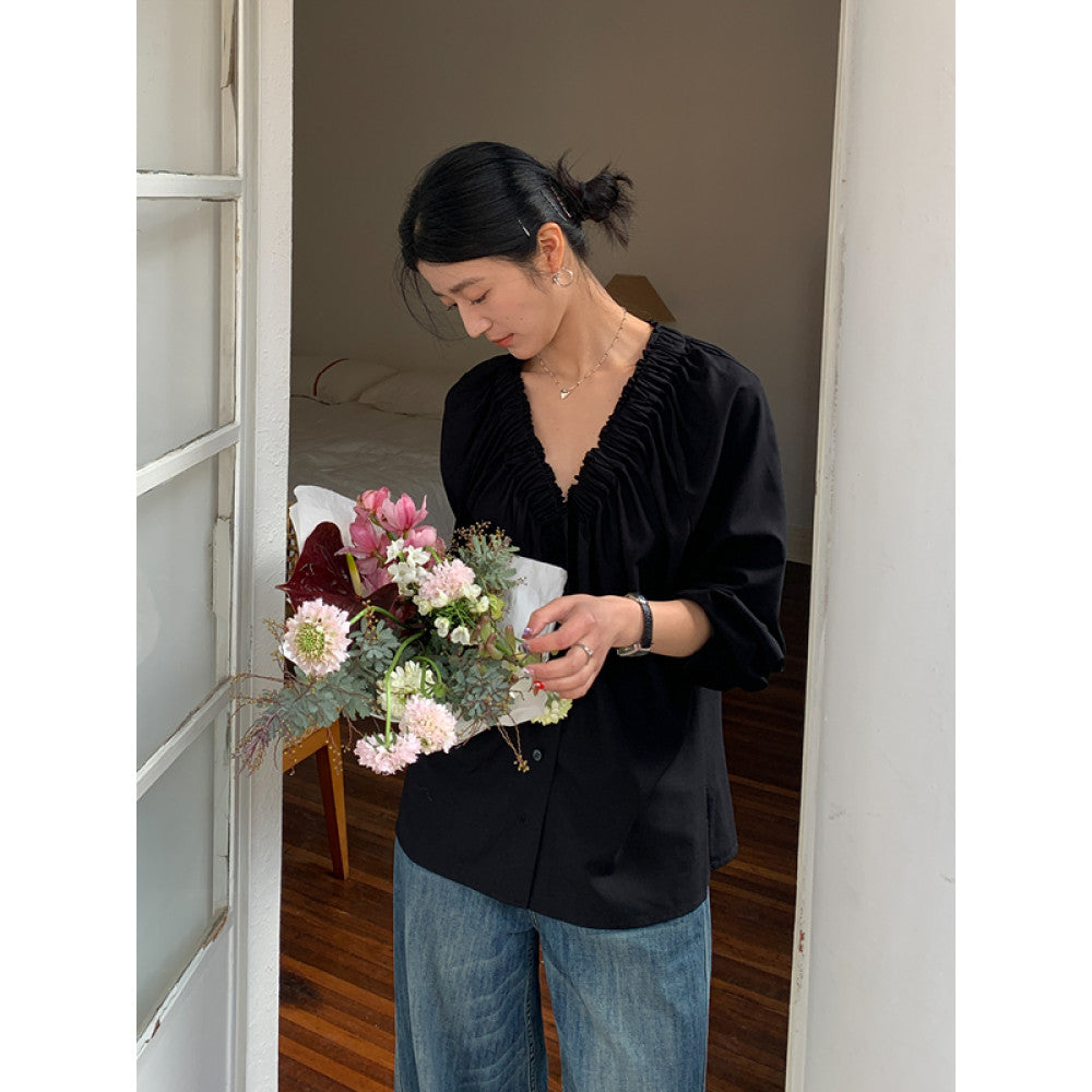 Suzhou high tech microporous yarn cool fabric quick drying anti pilling V neck shirt top SUPERSCAPE image 21