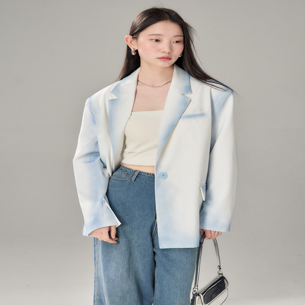 Original design by UART with ears misty atmosphere handmade gradient dyeing suit jacket image 2