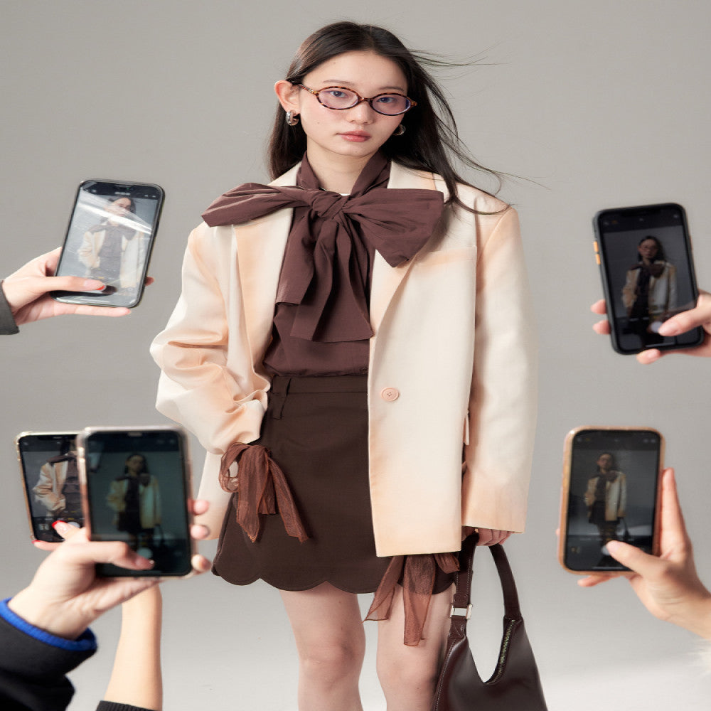 Original design by UART with ears misty atmosphere handmade gradient dyeing suit jacket image 3