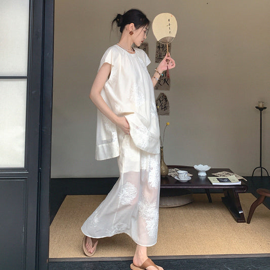 ASAYA3051 Dimple customized off-white summer gentle style loose top