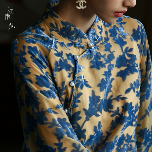 ASAYA3044 Jiangnan Velvet Tang Suit Shirt