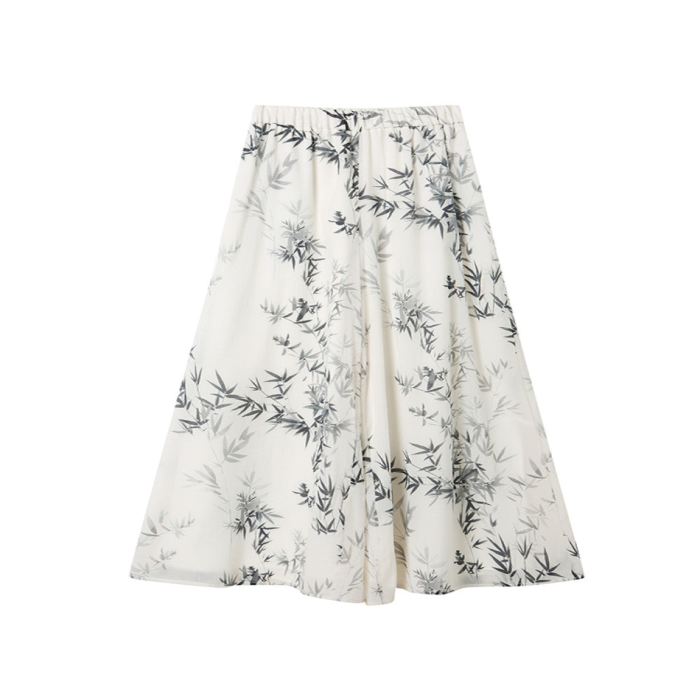 Jiexiang Manchun Qu 25 Spring New Chinese Ink Printed Wide Leg Pants for Women in Spring High Waist and Hanging Casual Pants image 5