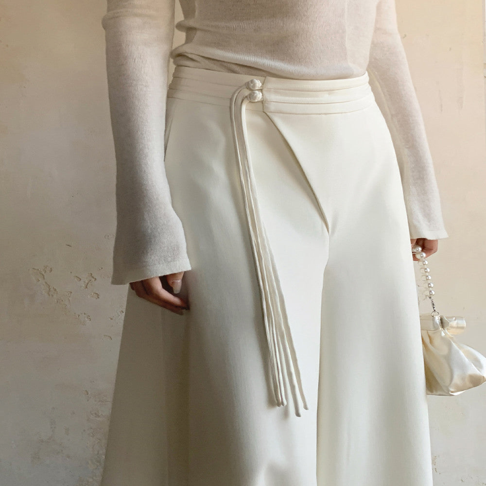 Jiexiang Fushi 25 Spring Edition Light Mature Commuting Style Pure White Wide Leg Pants Women s Loose Casual Pants image 2