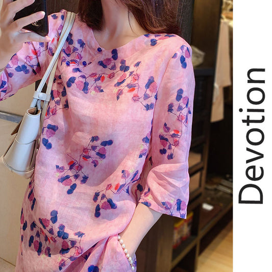 ASAYA3009 Spring and Autumn Ramie Design Niche Retro Chinese Top