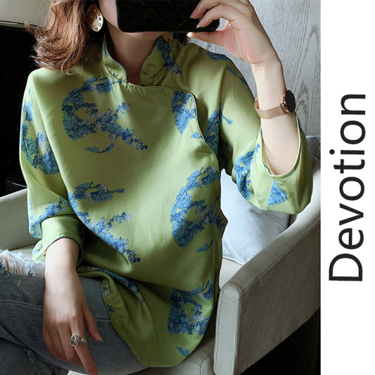 ASAYA3006 Silk retro Tang suit shirt