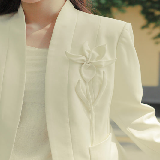 ASAYA2992 New Chinese style certified three-dimensional flower long-sleeved blazer ( ONLY BLAZER (DOES NOT INCLUDE SKIRT)