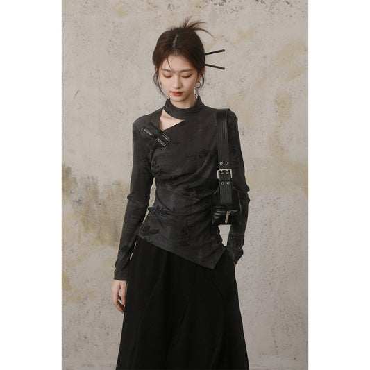 ASAYA2963 Hollow design bottoming slimming long-sleeved top