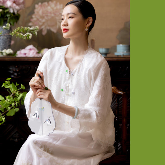 ASAYA2914 Jacquard silk cotton Chinese retro elegant small shirt