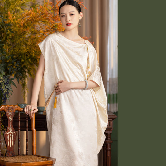 ASAYA2912 Chinese style retro irregular cut long cheongsam Chinese style celebrity princess dress