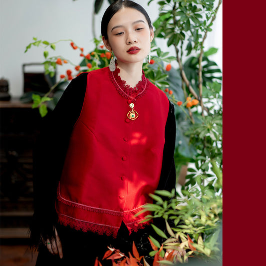 ASAYA2909 High-end Chinese style lace vest