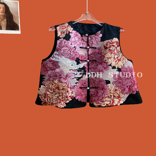 ASAYA2904 SPECIAL DRAGON AND FLOWER EMRBOIDERY vest
