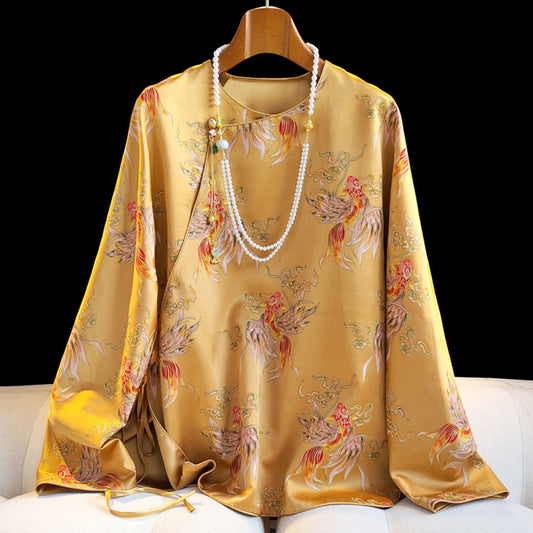 ASAYA2892 New Chinese style oblique retro jacquard casual long-sleeved top