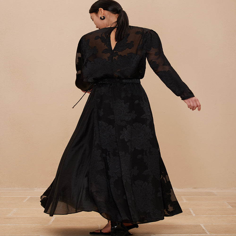 Ruyi Lianyun Spring and Autumn New Silk Scissors A line Half body Skirt for Women Retro New Chinese Style Straightening Horse Face Skirt image 4