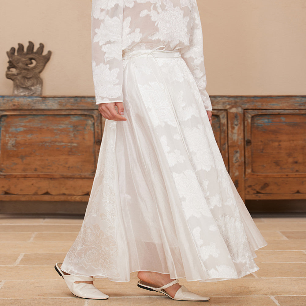 Ruyi Lianyun Spring and Autumn New Silk Scissors A line Half body Skirt for Women Retro New Chinese Style Straightening Horse Face Skirt image 0