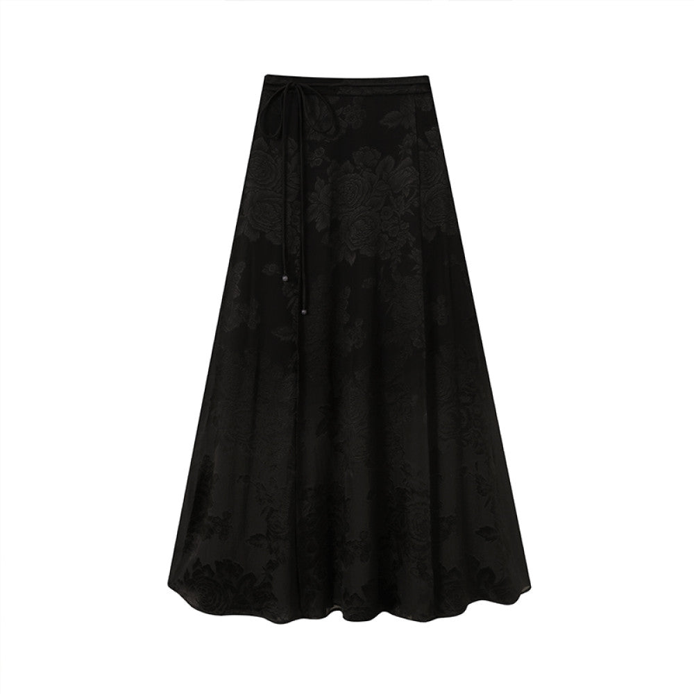 Ruyi Lianyun Spring and Autumn New Silk Scissors A line Half body Skirt for Women Retro New Chinese Style Straightening Horse Face Skirt image 9