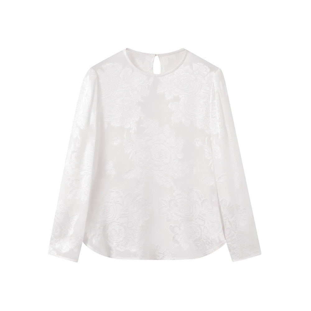 Ruyi Lianyun Spring and Autumn New Round Neck Long Sleeve Mulberry Silk Scissors Shirt Women s Retro New Chinese Style Top image 20