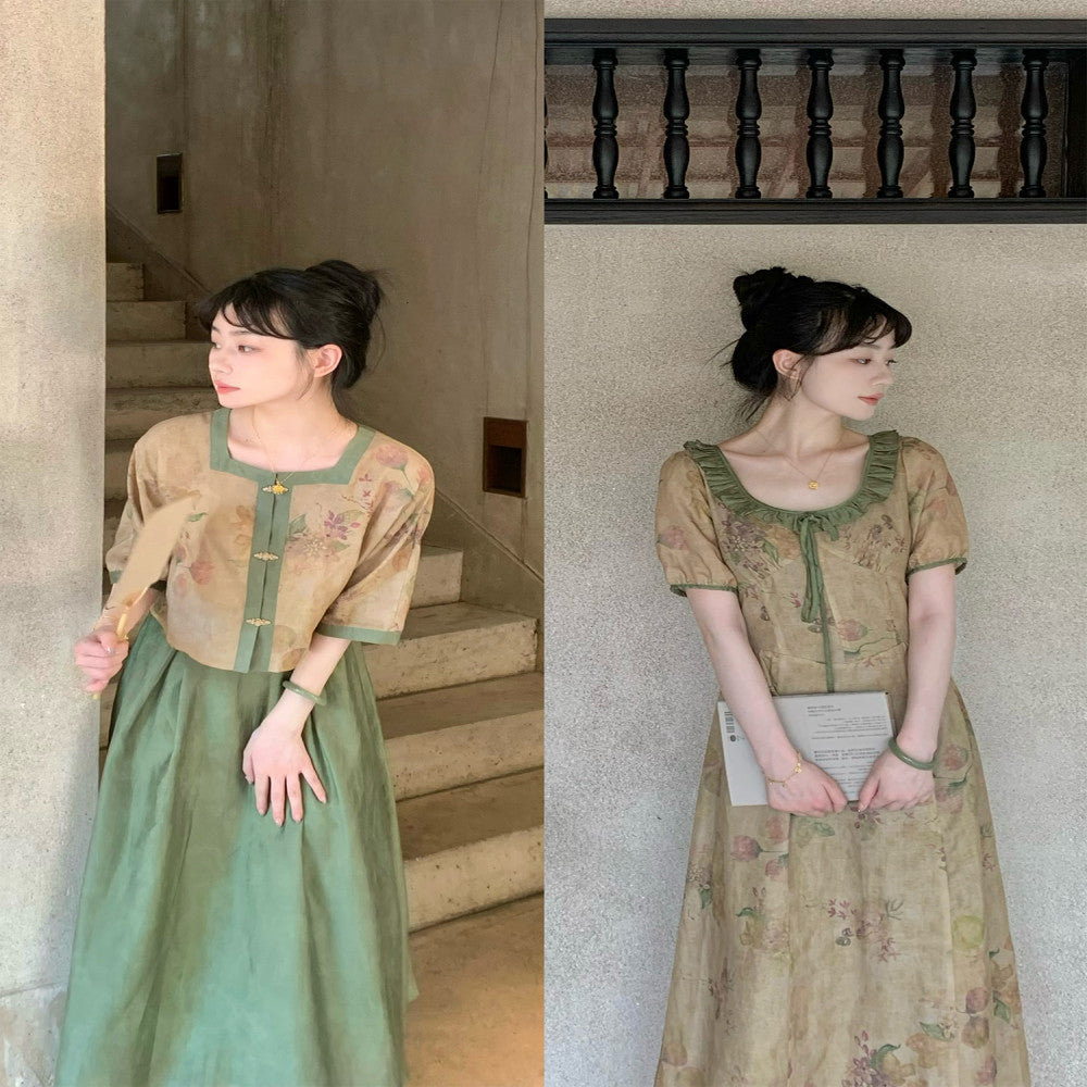 Superficial Lyrical Poetry Xuan Su Classical Set Linen French Dress image 4