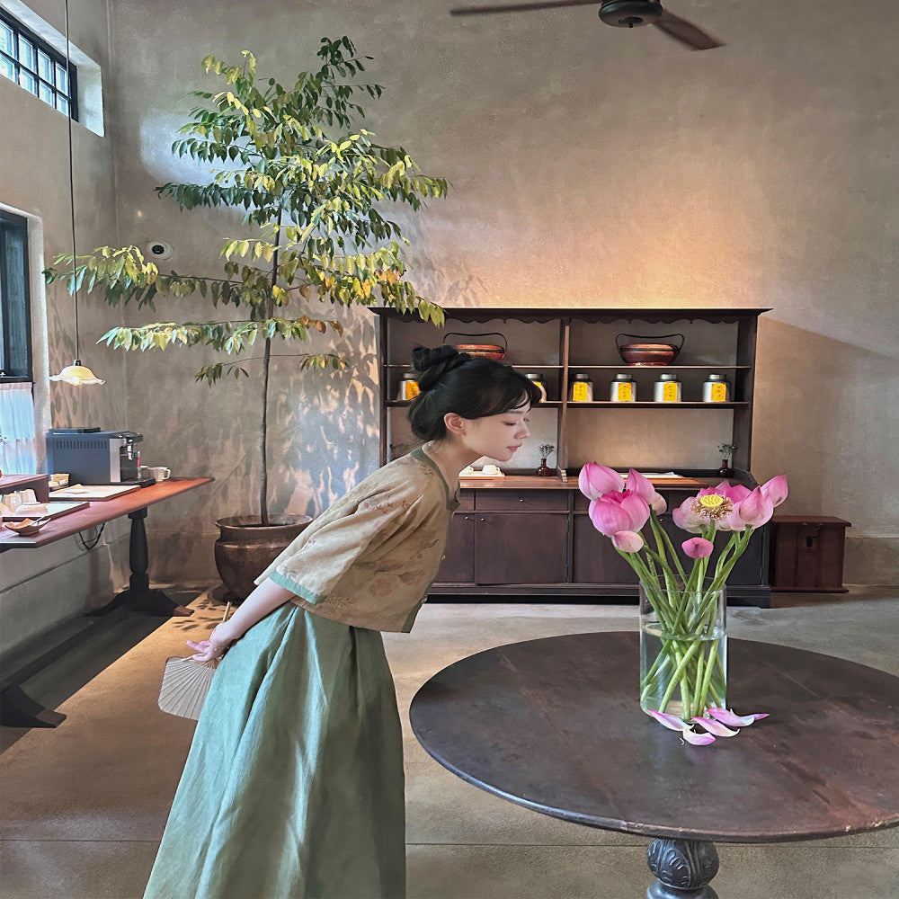 Superficial Lyrical Poetry Xuan Su Classical Set Linen French Dress image 5