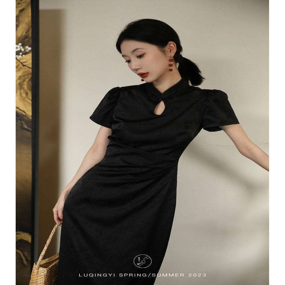 Lu Qingyi Original Clear Light Diao Heavy Industry Jacquard Cheongsam Skirt for Women Summer Chinese Style Improved New Chinese Style Dress image 3