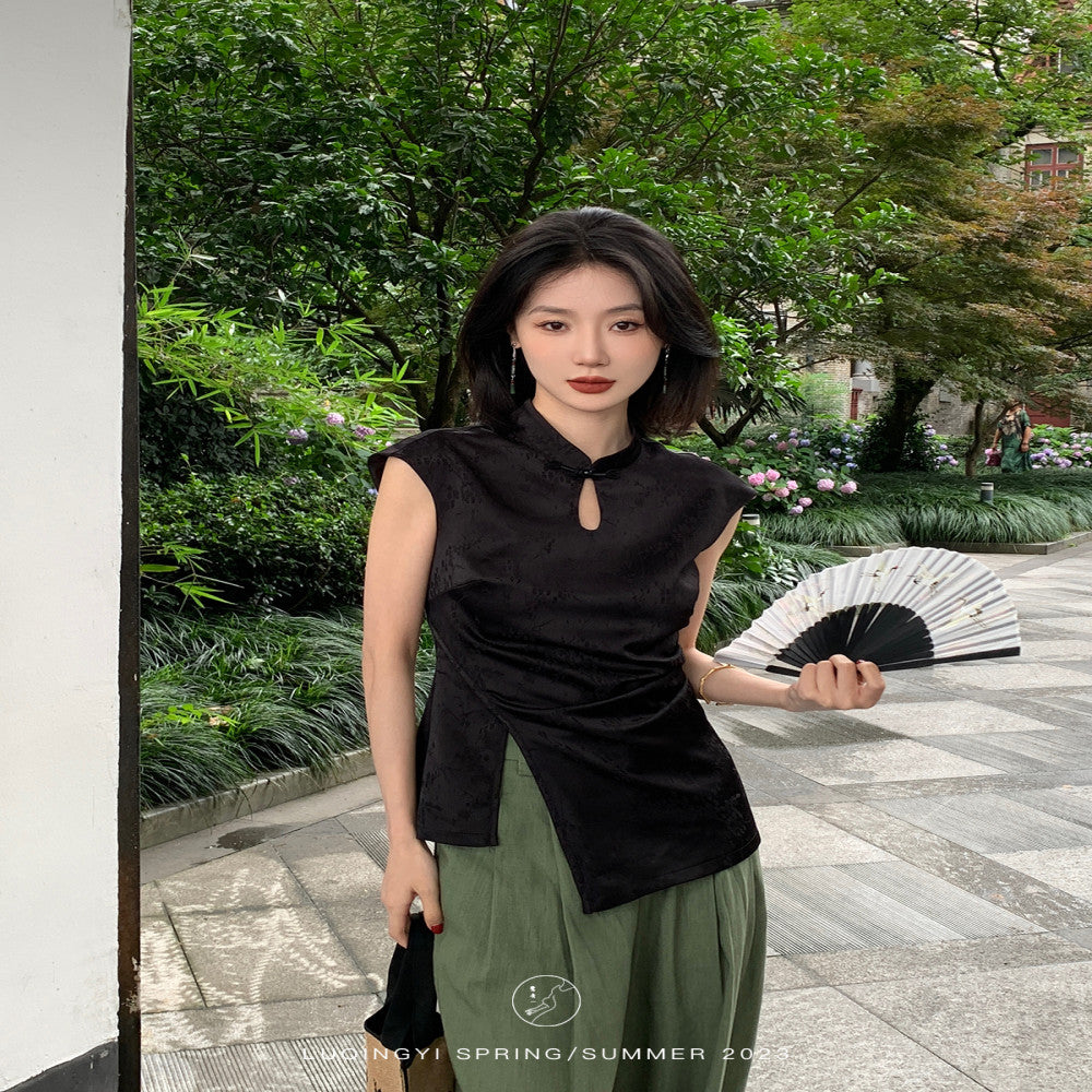 Lu Qingyi Original Clear Light Diao Heavy Industry Jacquard Cheongsam Skirt for Women Summer Chinese Style Improved New Chinese Style Dress image 4