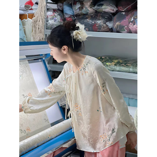 ASAYA2843 New Chinese style retro design niche strapped jacquard thin top