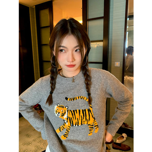 ASAYA2833 Jingjie new design loose gray sweater