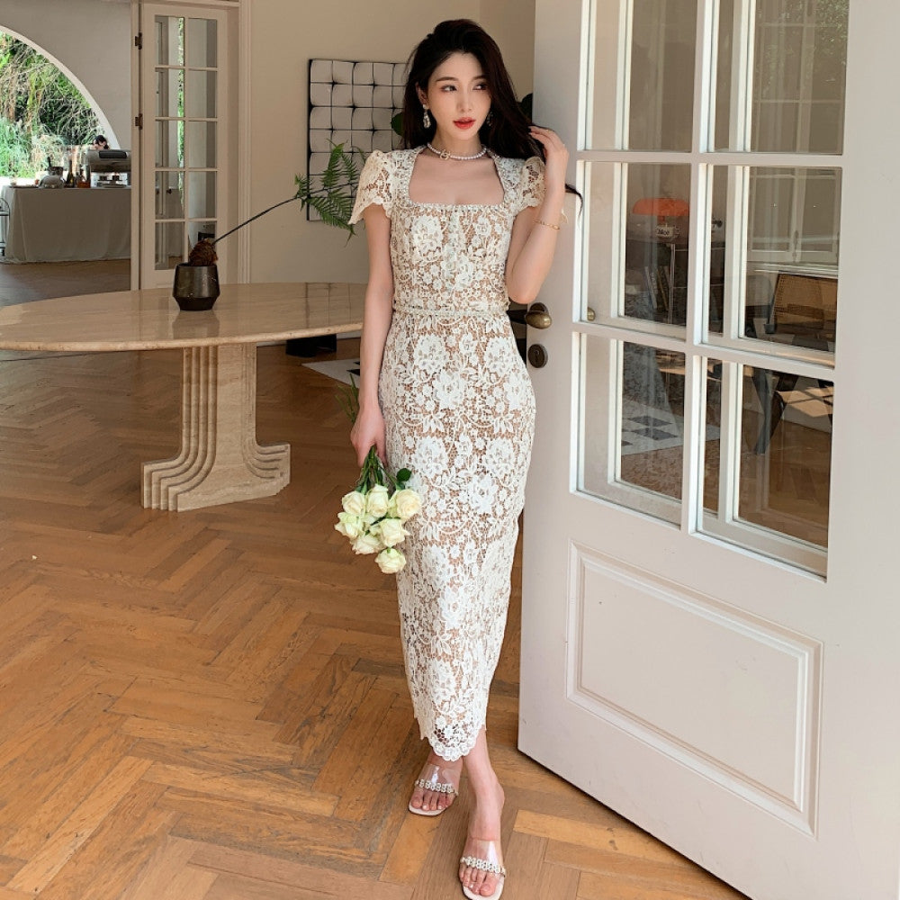 ASAYA2829 New style French niche design exquisite luxury diamond lace slimming long skirt