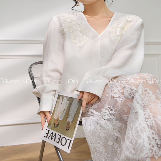 ASAYA4735 – Ivory Lace Elegance🤍✨