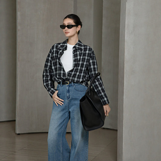 ASAYA4731 – Urban Plaid Shirt Vibe 🖤🤎