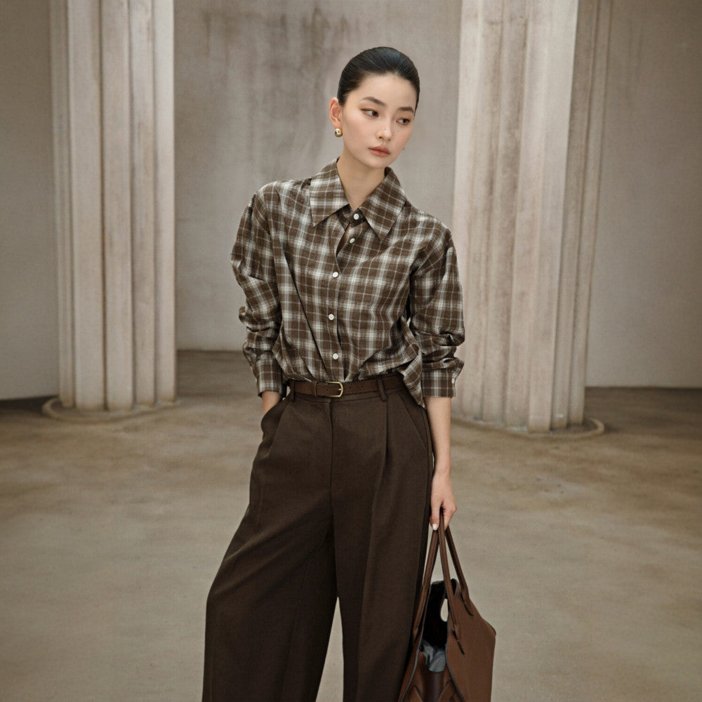 ASAYA4731 – Urban Plaid Shirt Vibe 🖤🤎