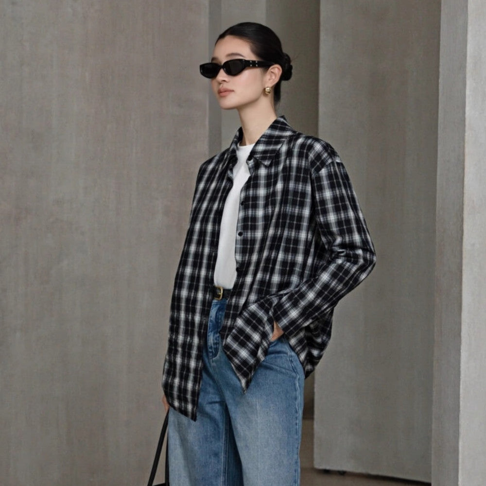 ASAYA4731 – Urban Plaid Shirt Vibe 🖤🤎