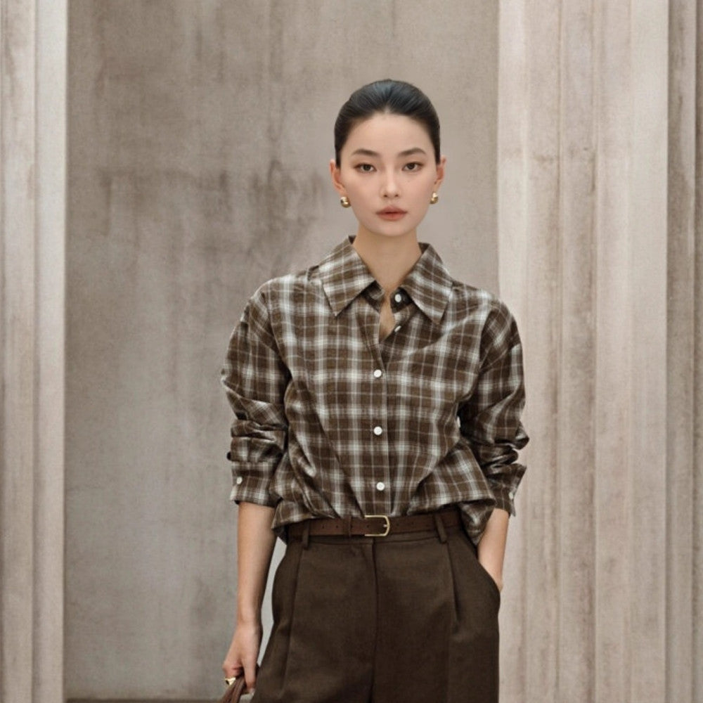 ASAYA4731 – Urban Plaid Shirt Vibe 🖤🤎