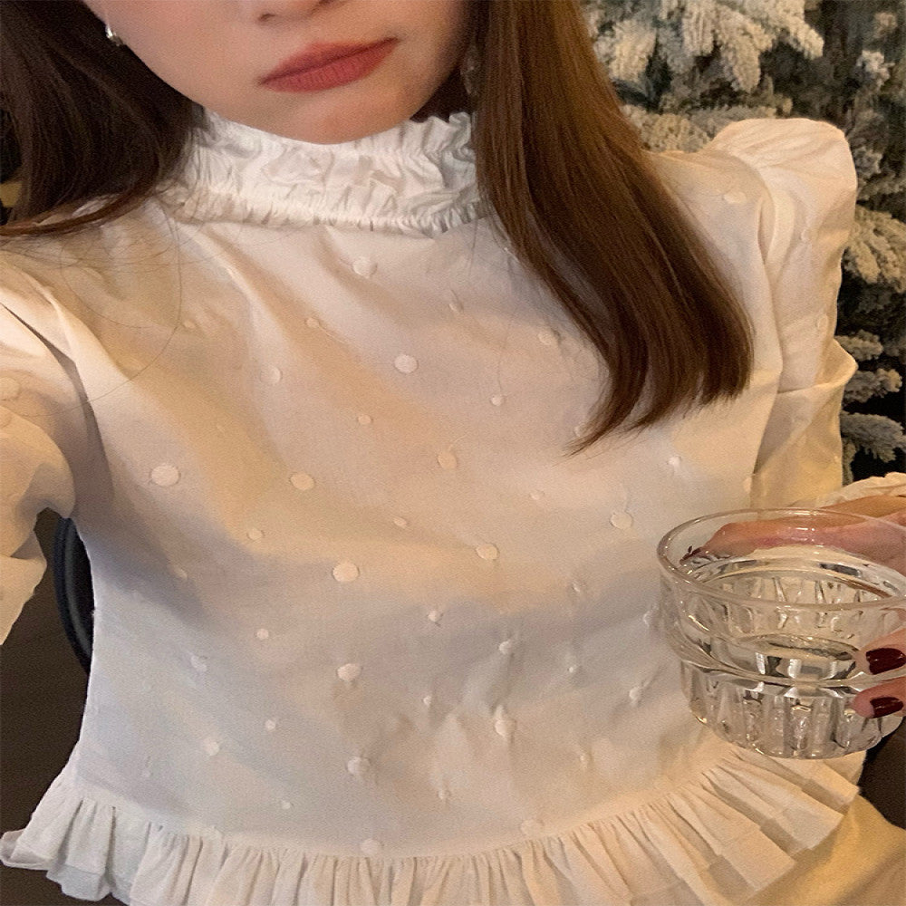 Luoluo Zhuanjie white French style shirt 2025 new women s autumn and winter design sense niche long sleeved top with a pullover inside image 2