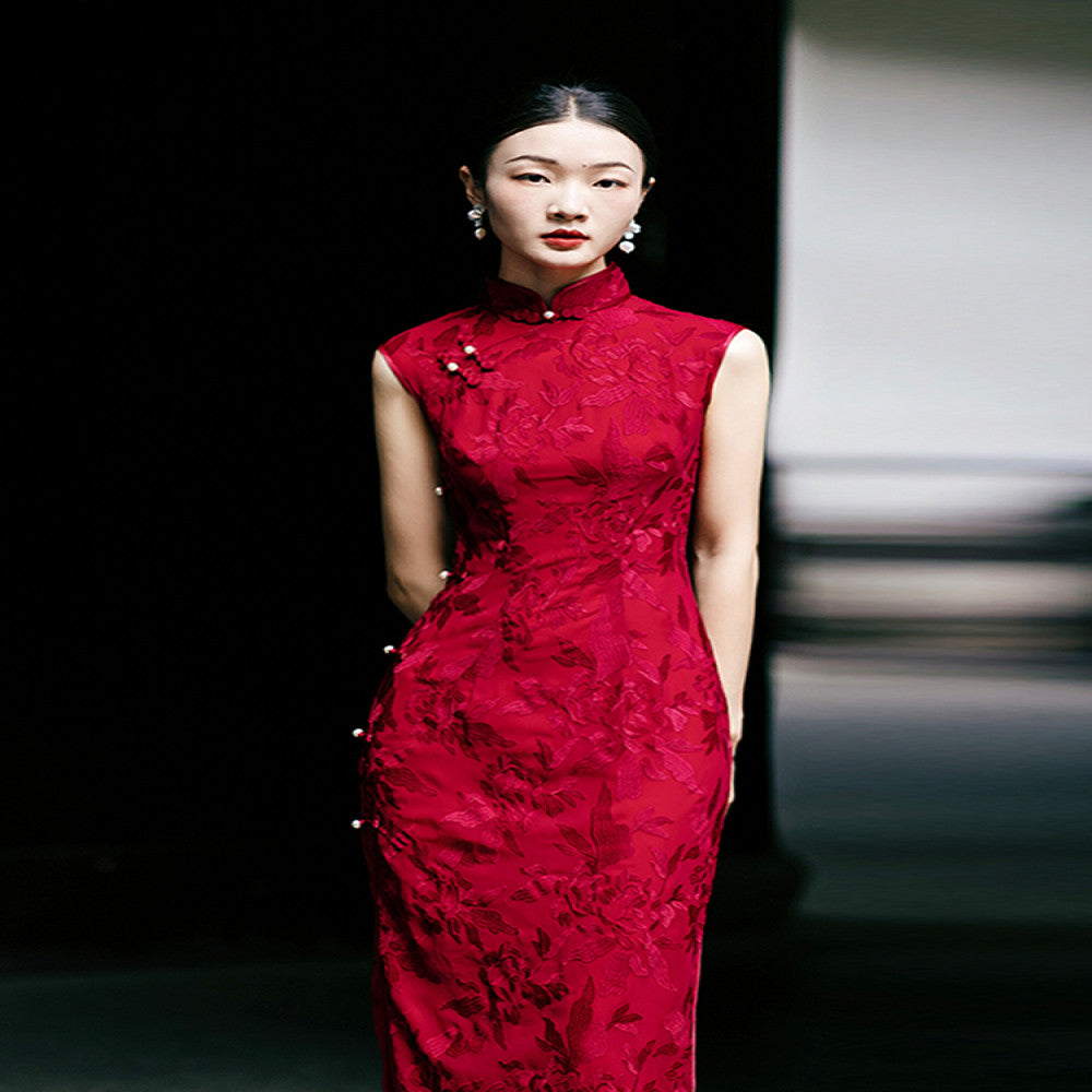 Hanging Sun New Chinese Retro Bridal Cheongsam Young Style Red Wedding Certificate Toasting Dress Improved Engagement Dress image 0