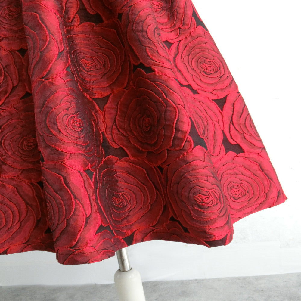 Ziwei Yiankala Red Pong Skirt New High Noble Red Three Dimensional Flower Hepburn Skirt Spring and Autumn Versatile Medium Length High Waist Skirt image 3