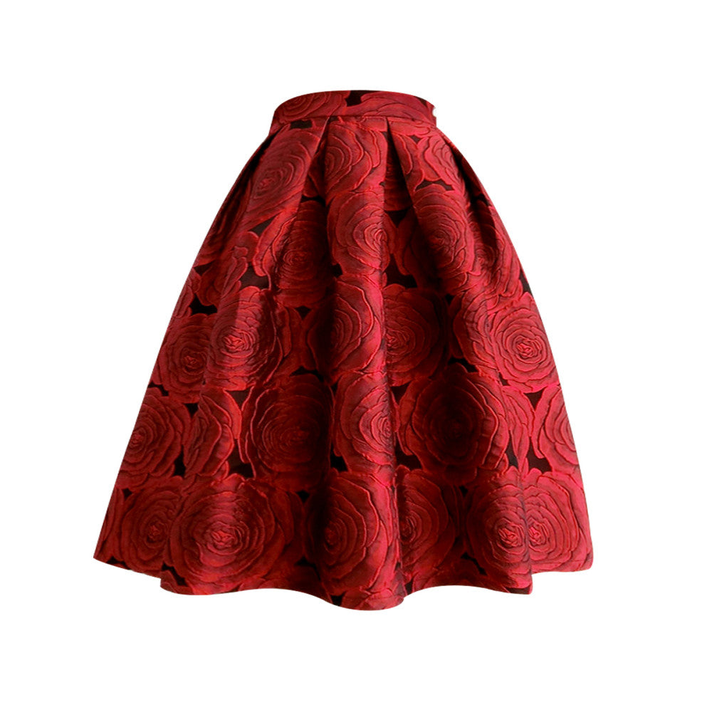 Ziwei Yiankala Red Pong Skirt New High Noble Red Three Dimensional Flower Hepburn Skirt Spring and Autumn Versatile Medium Length High Waist Skirt image 5