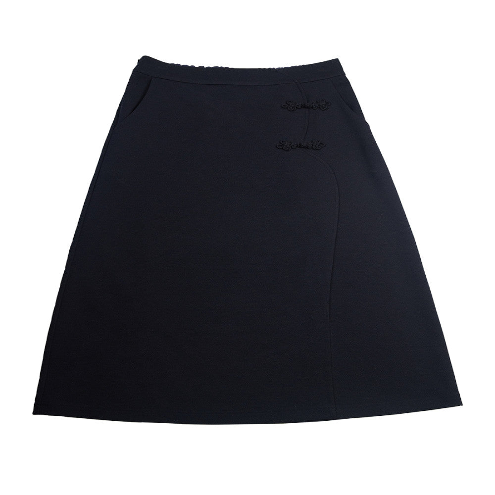 Bu Fu Autumn New Qingdai Side Splicing Flower Button Half length Skirt for Daily Comfort Small Retro Popular Women image 5